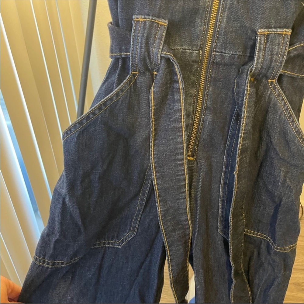 Wrangler Dark Indigo Denim Belted Short-Sleeve Jumpsuit - Picture 6 of 16